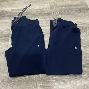 2 pairs of Navy blue Figs scrub pants size L